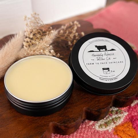 “Farmhouse Vanilla Tallow-” Hand, Lip & Body Balm 2oz tin can
