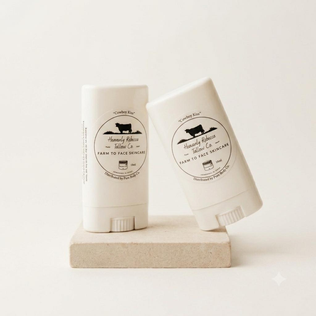 "Cowboy Kiss" Peppermint Tallow Chapstick- 15ml Plastic Oval Container