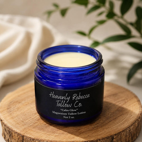 “Calm Glow” – Magnesium Tallow Lotion 2oz glass jar