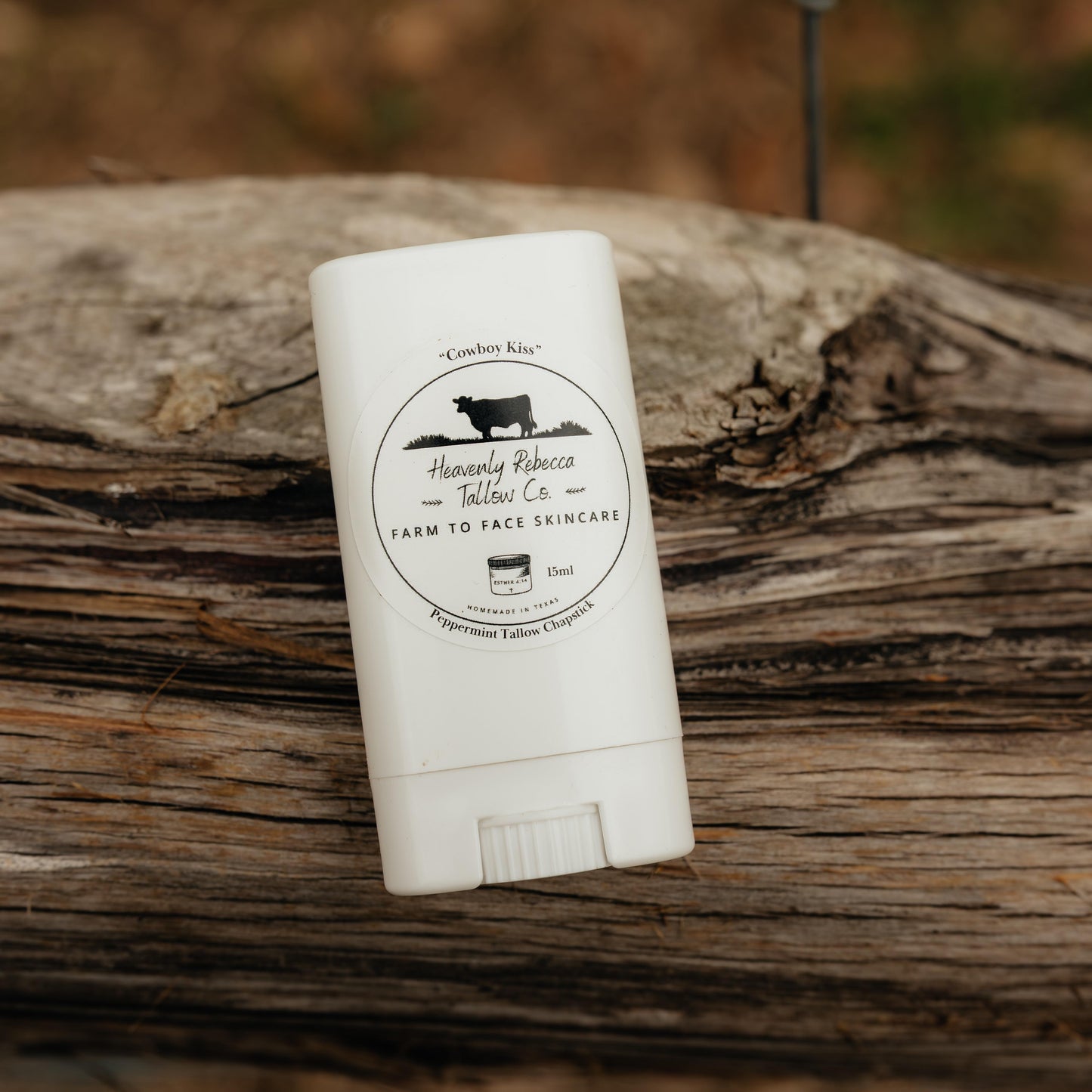"Cowboy Kiss" Peppermint Tallow Chapstick- 15ml Plastic Oval Container