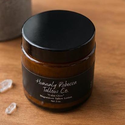 “Calm Glow” Magnesium Tallow Lotion-4oz Amber Glass Jar