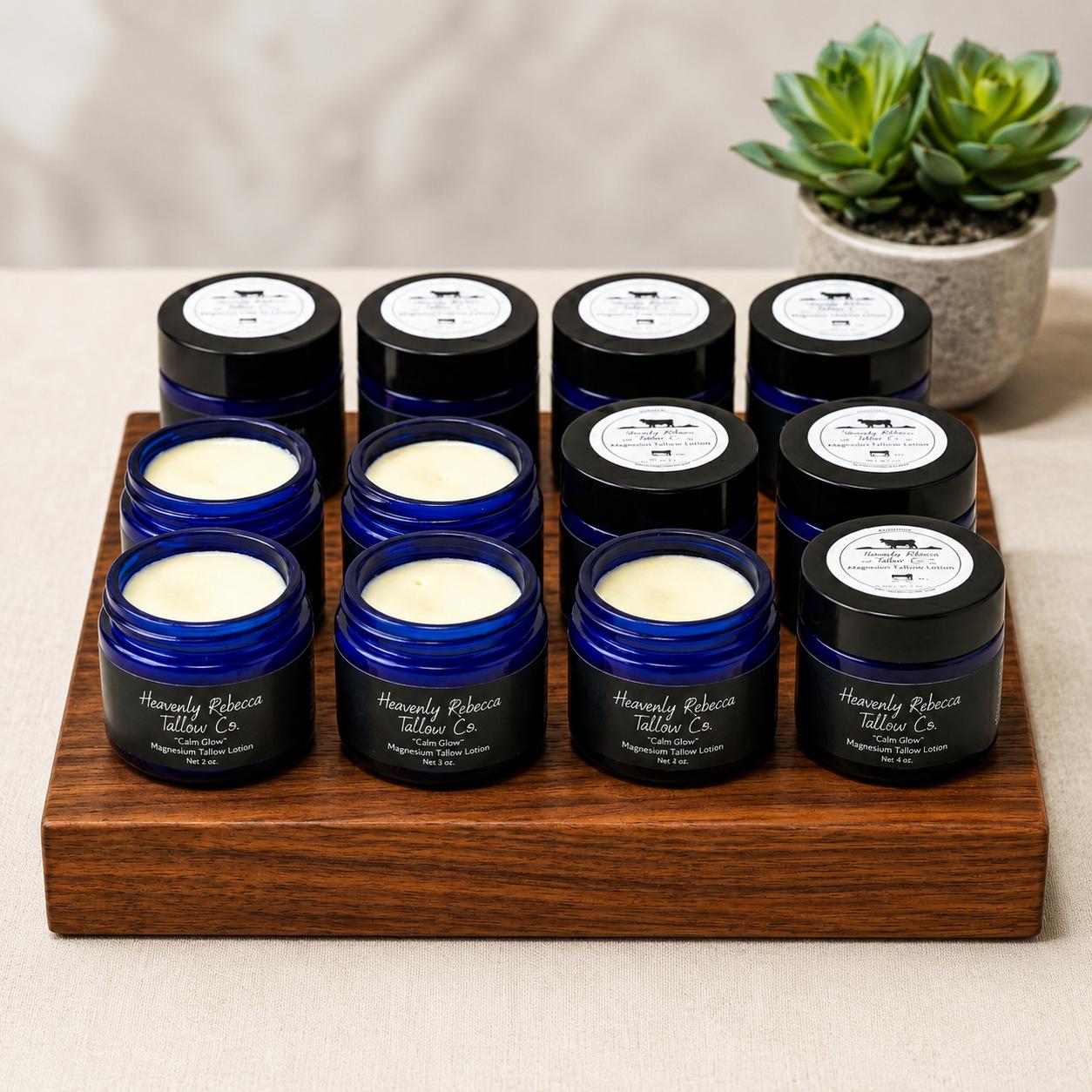 “Calm Glow” – Magnesium Tallow Lotion 2oz glass jar